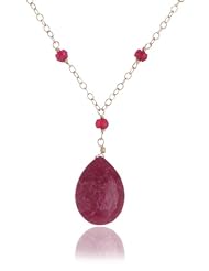 14K Red Aventurine Pendant and Rondelle Accents Pendant Necklace, 16"