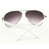 HOTLOVE - F762 (Silver Frame White Sides) Premium Quality Aviator Sunglasses UV400 Lens Technology Comfortable Metal Frame with Unique Elegant Design - Trendy Fashion Everyday Apparel for Women & Men Unisex