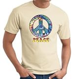 PEACE TIE DYED Sign Symbol Adult T-shirt Tee Shirt - Sand Color