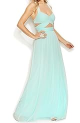Full Length  Cutout Illusion Sleeveless Polyester  Ball Gown  Dress