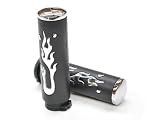 Motorcycle Flame Chrome Rubber Hand Handlebar Grips Grip Custom High Quality Chrome Billet Grips Fits Cruisers, Choppers, Harley Davidson, Suzuki, Kawasaki, Yamaha, Honda, Metric Motor Bikes, Hogs with 1" inch Throttle Grips Bar Ends