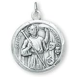 Sterling Silver St Genesius Medal and 20-inch Chain