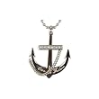 Stainless Steel Cubic Zirconia "Our Future" Anchor Pendant Necklace