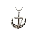Stainless Steel Cubic Zirconia "Our Future" Anchor Pendant Necklace
