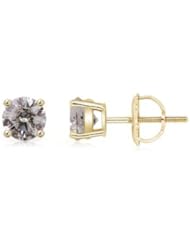 1 ct Solitaire Diamond Stud Earrings in Yellow Gold