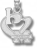 Michigan Wolverines Solid Sterling Silver ''I Heart M MICHIGAN'' Pendant