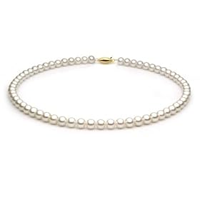 14k White Gold 6.5-7.0mm White Freshwater Cultured Pearl Necklace AAA Quality,... by 