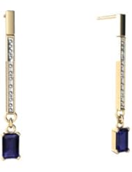 Genuine Sapphire 14kt Yellow Gold Dangle Drop Earrings