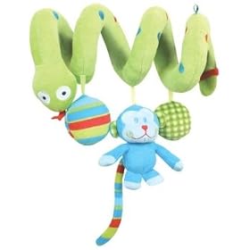 Green Spiral Activity Wrap Baby Toy. Newborn Rattle Toy. Selvatic Collection.