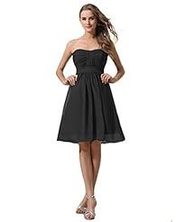 A-line Knee Length Short Pleated Lace-Up Chiffon/Polyester Bridesmaid Dress 