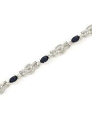 14kt Yellow Gold Oval Blue Sapphire and Diamond Bracelet