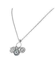 Sterling Silver Hamsa Evil Eye Peace Flower Womens Chain Pendant Necklace