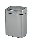 Brabantia 477201 Abfalleimer Touch Bin 10 L rechteckig mit Kunststoffeinsatz, brilliant steel
