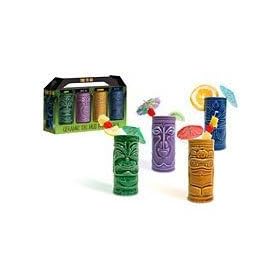 Buy 4 Tiki Tumblers Ceramic Hawaiian Luau Party Mugs Glasses now!