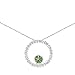 Sterling Silver Pave Circle with August Birthstone Peridot Crystal Pendant on 16-18in Necklace