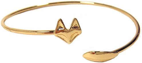 Simple Fox Wrap Cuff, Minimalist Bangle Bracelet (Gold)