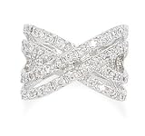 Rhodium Plated X Style CZ Ring