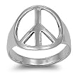 Sterling Silver Ring - Peace Sign - Face Height: 18mm - Size: 4-14