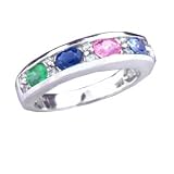 14K Multi Gemstone & Diamond Band