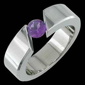Jasmine Funky Titanium Ring with Tension Set Amethyst by Alain Raphael