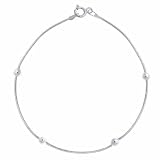 Serling Silver Beaded Snake Chain Anklet