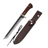Samurai, 10.63 in. Damascus, Micarta, Leather Sheath