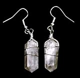Double Terminated Wire Wrapped Rose Quartz Crystal Point Earrings