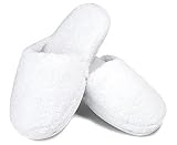 Aquis White Terry Microfiber Slippers