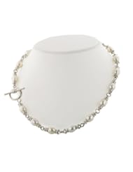 Honora "Black & White Casual" Sterling Silver and White Freshwater Cultured Pearl 17" Necklace LN2054WH