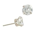 10K White Gold 6.5MM Cubic Zirconia Stud