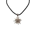 Alpenflustern Drawstring Necklace with Rhinestone Edelweiss (black) - Traditional Bavarian Oktoberfest Necklace for Dirndl