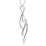 14k White Gold Ribbon Journey Diamond Pendant Necklace (GH, SI-I, 0.32 carat)