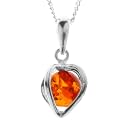 In Collections Damen-Kette 42 cm Anh�nger Herz 925 Sterlingsilber Naturbernstein  241A200320890