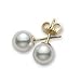 Special Deal - Round Akoya Cultured Pearl AA-Quality High Luster Earrings with 14k Yellow Gold (6.5-7mm)