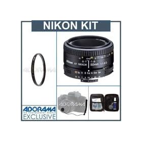Click here to buy Nikon 50mm f 1.8D AF Lens Kit with 5 Year U.S.A. Warranty, Tiffen 52mm UV Filter, Lens Cap Leash,....