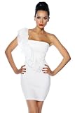 Abendkleid Cocktailkleid One-Shoulder Chiffon-Volant weiss Gr. 36/38