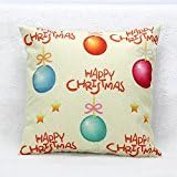 JudyArtOnlineStore Cotton Linen Decorative Throw Pillow Case Cushion Cover Happy Chirstmas Balloons 18 X 18 inches