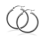 BDES004 2mm Thick Sterling Silver Hoop Earrings with 0.6" Diameter