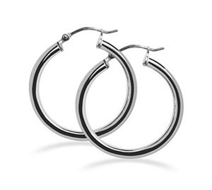 BDES004 2mm Thick Sterling Silver Hoop Earrings with 0.6" Diameter
