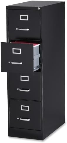 Lorell Commercial Grade Blk Letter Size Vert Files-Vertical File Cabinet, 4DR, LTR, 15"X28-1/2",52", BK