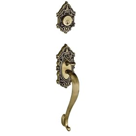 Grande Victorian Handleset Exterior with S-Grip, Vintage Brass Finish #GS73-GVCSGR-HS-SC by Grandeur