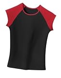 NEW District Threads - Ladies Cap Sleeve Raglan Tee Black/Red-2X