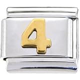 Gold NUMBER FOUR Italian Charm