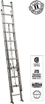 Louisville Ladder AE4224 Commercial Grade Aluminum 2-Section D-Rung Extension Ladder, 24-Foot