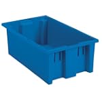 Akro-Mils 35180 Nest and Stack Plastic Storage and Distribution Tote, 18-Inch L by 11-Inch W by 6-Inch H, Blue, Case of 6