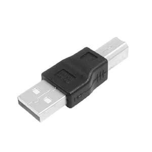 USB A Male to USB B Male Printer Adapter Connector Black Silver Tone