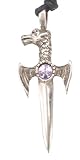 Crystal Dragon Sword Pewter Pendant Necklace