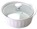Housewares International 2-Quart Ceramic Ribbed Round Casserole Baking Dish with Glass Lid, White