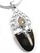 Sterling Silver Labradorite and Black Onyx Drop Stone Amulet Pendant