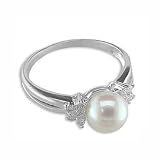 Akoya Cultured Pearl and Diamond Ring